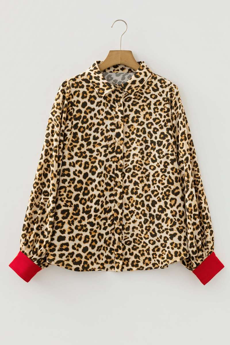 Khaki Contrast Edge Leopard Shirt