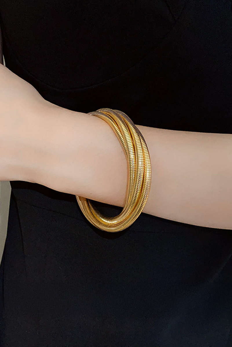 Gold Twist Stacked Exaggerated Alloy Bracelet