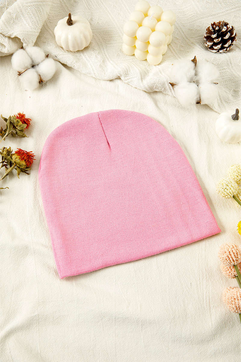 Pink Ribbon Bow Print Soft Knit Beanie
