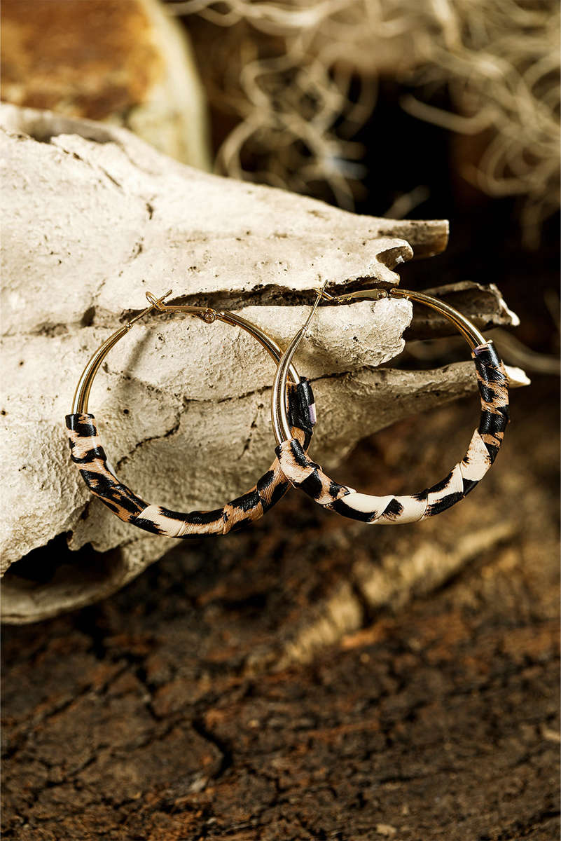 Gold Plated Leopard Detail Hoop Earrings