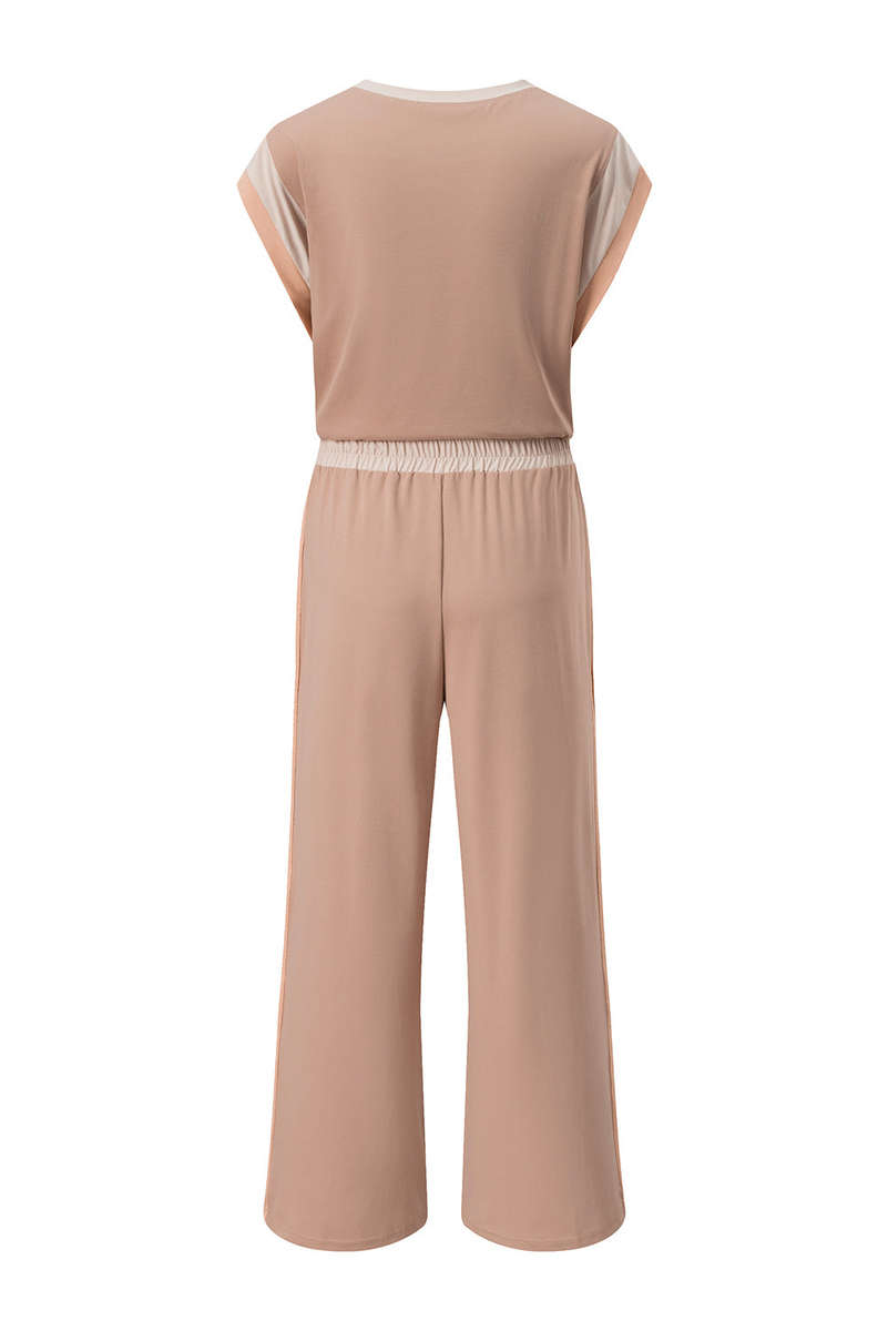 Smoke Gray Color Block Detail Casual Two-piece Set