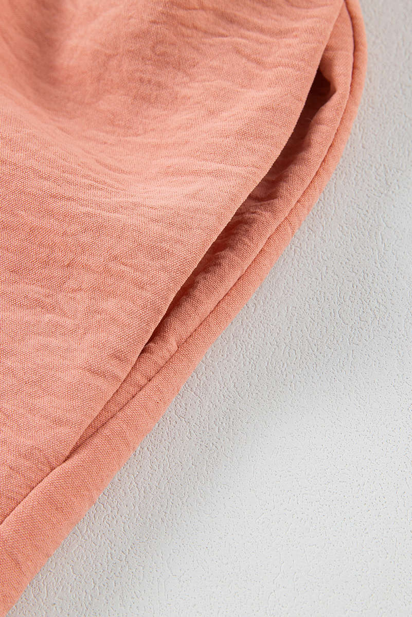 Apricot Pink Casual Pocketed Smocked Sleeveless Romper