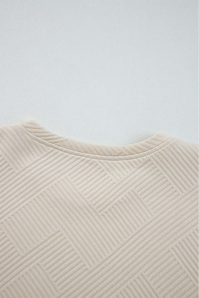Apricot Solid Color Textured Long Sleeve Shift Dress