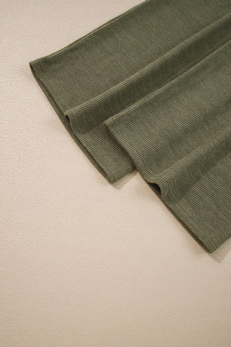 Laurel Green Solid Color Knit Loose Straight Leg Casual Overall Jumpsuit