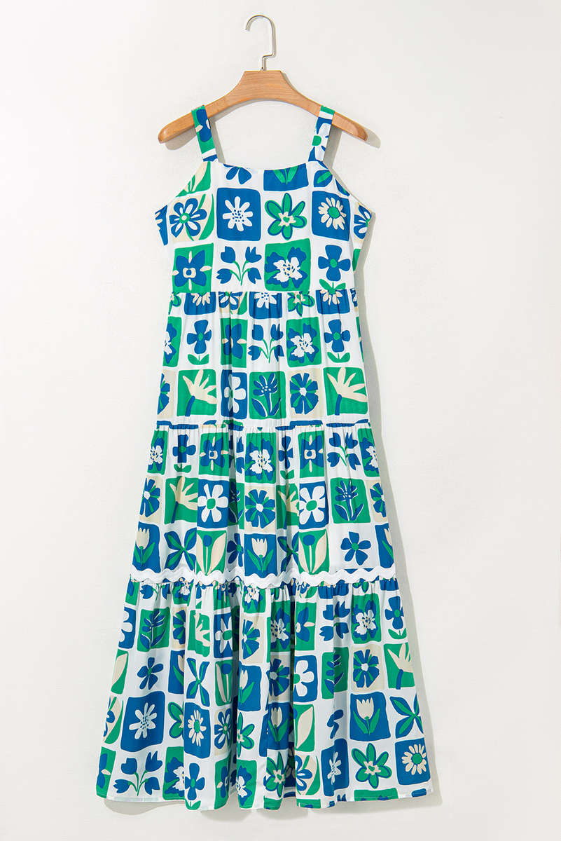Multicolour Floral Maxi Sundress with Ricrac Trim