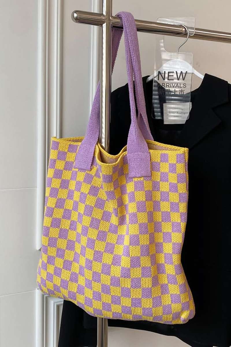 Ginger Checkered Knit Eco-Friendly Tote Bag