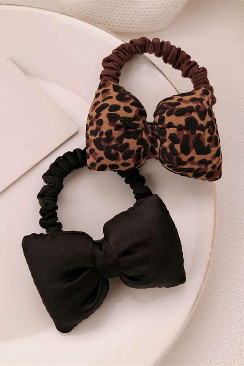 Chestnut Leopard Printed Puffy Bow Hair Tie
