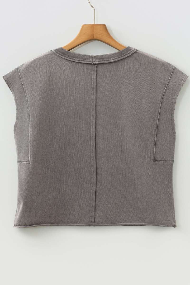 Medium Grey Mineral Wash Boxy Fit Cotton Tank Top