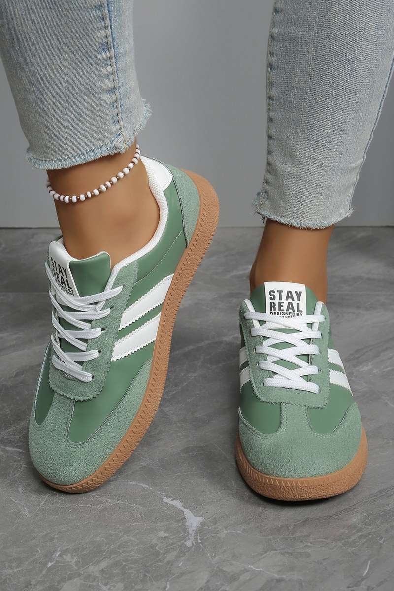 Ashleigh Blue Varsity Color Block Patchwork PU Leather Lace Up Shoes