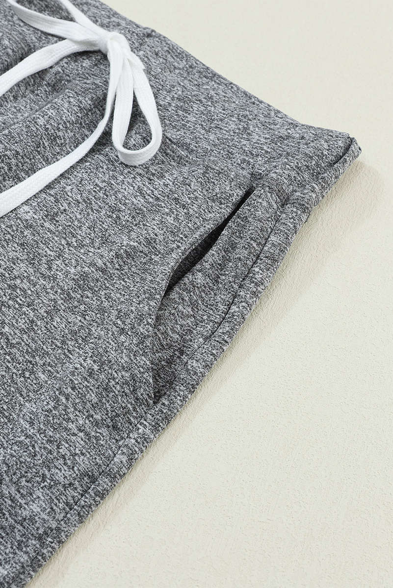 Gray Drawstring Elastic Waistband Pocketed Joggers