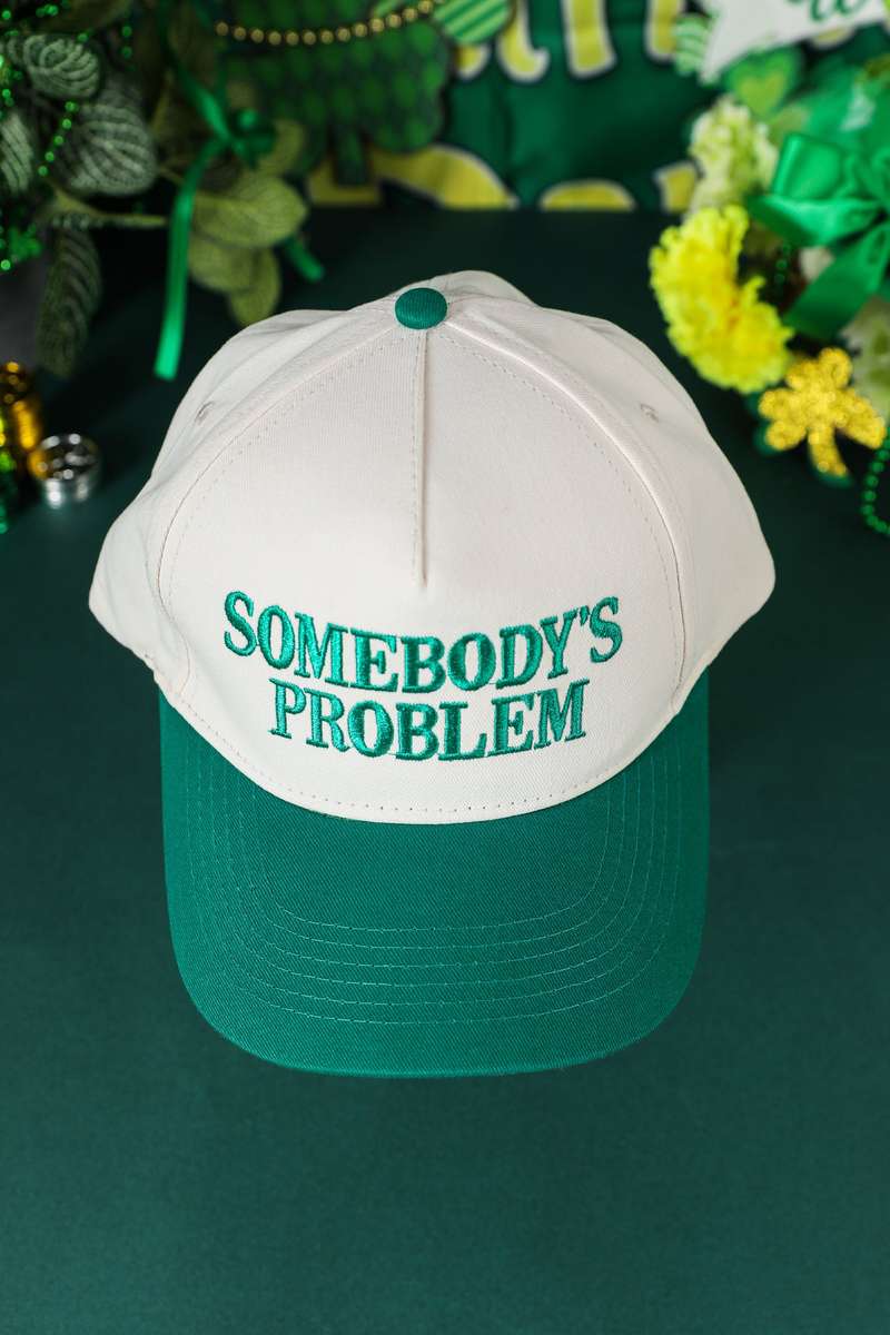 Dark Green SOMEBODYS PROBLEM Embroidered Two-tone Baseball Cap