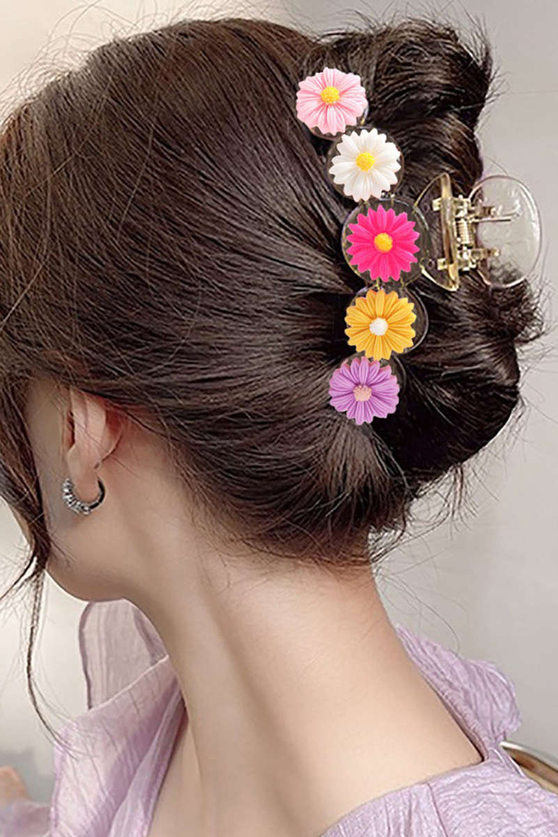 Yellow Vibrant Flower Decor Large Hair Claw Clip