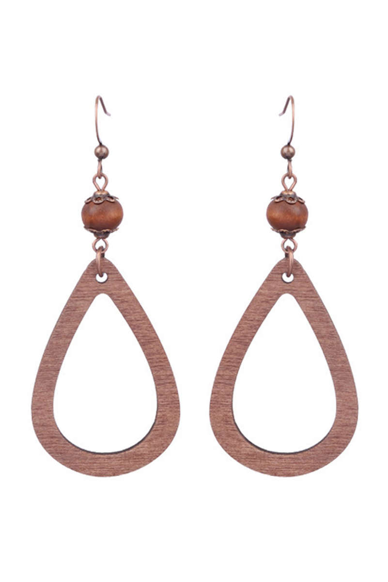 Chestnut Vintage Hollowed Waterdrop Shape Hook Earrings