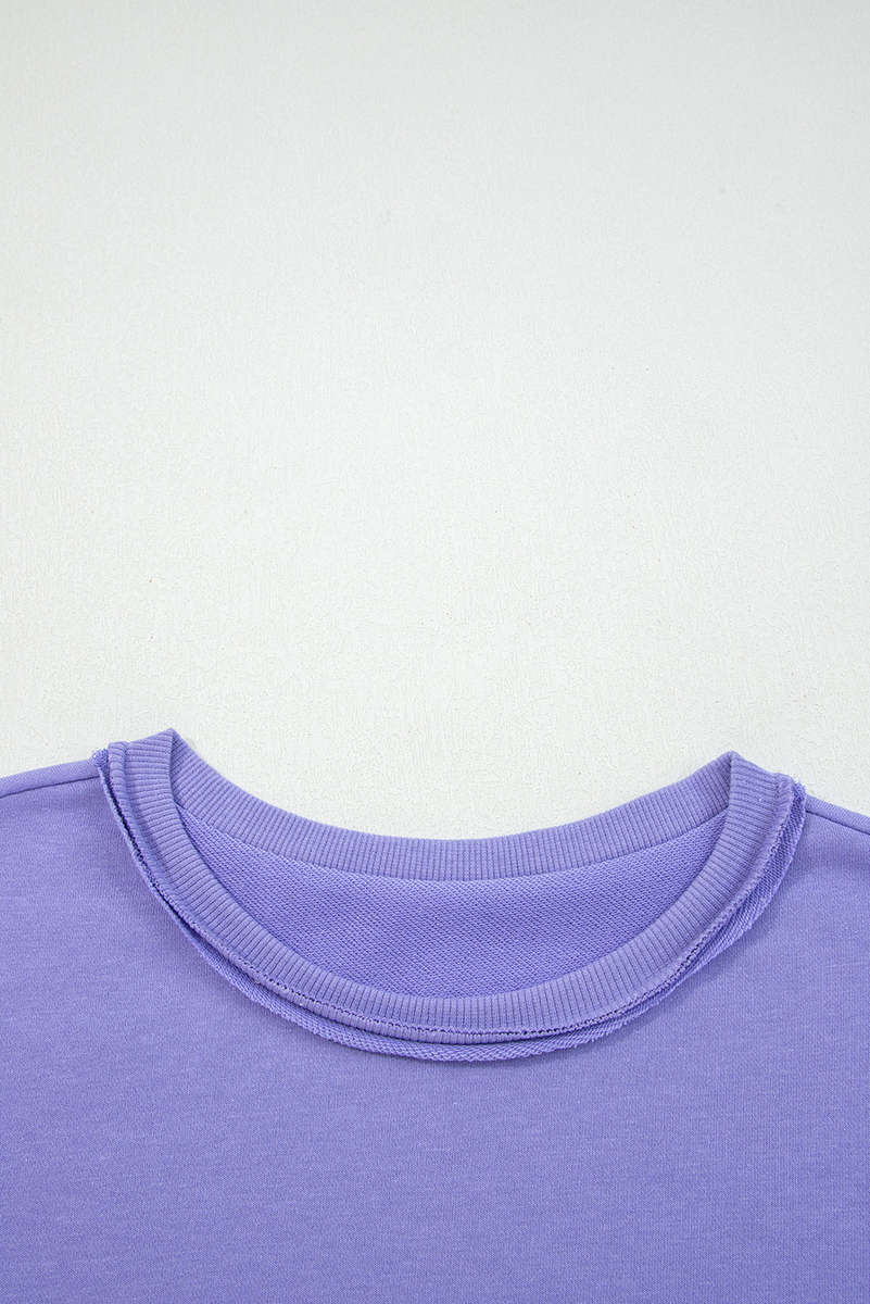 Wisteria Floral Applique Baggy Pullover Sweatshirt