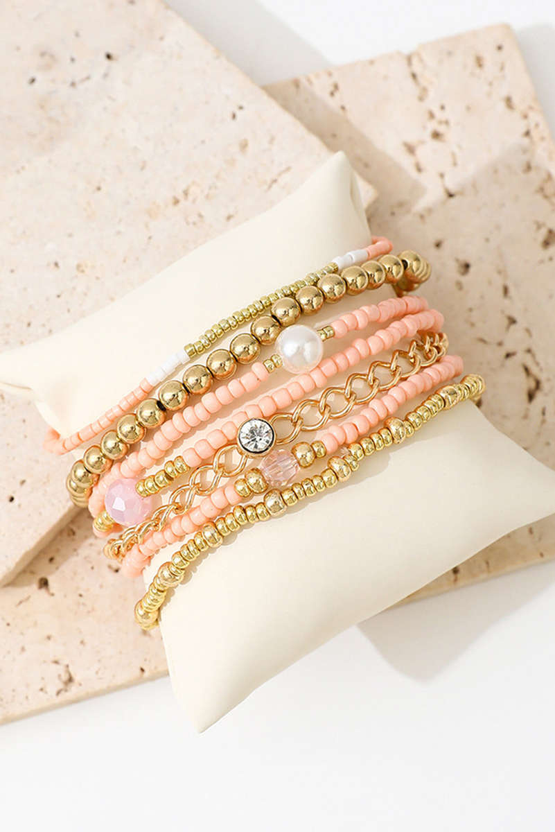 Gold Simple Beaded Multi Layer Bracelet
