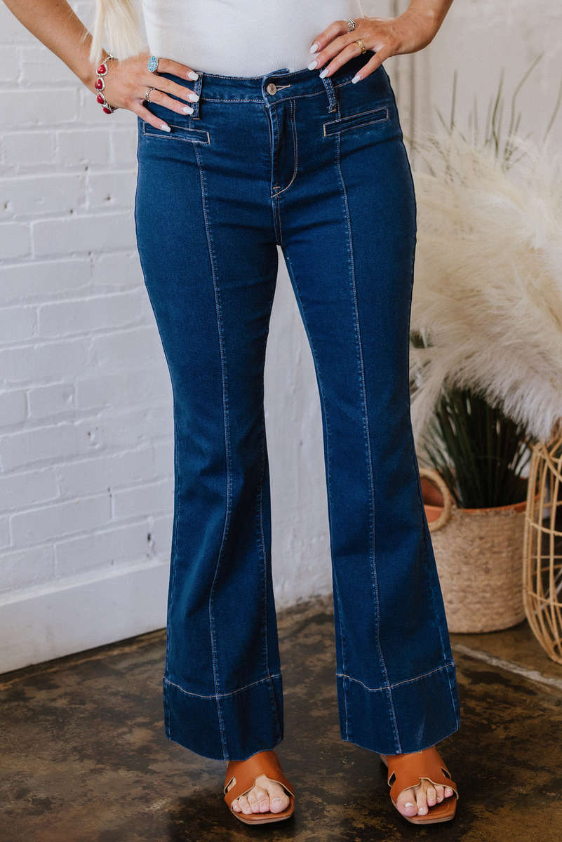 Sail Blue Center Seam Deep Wash Straight Jeans
