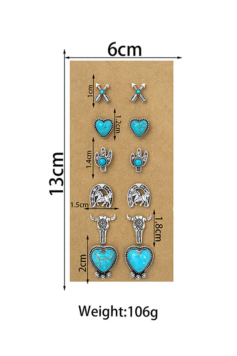 Turquoise Vintage Turquoise Western Pattern Stud Earrings