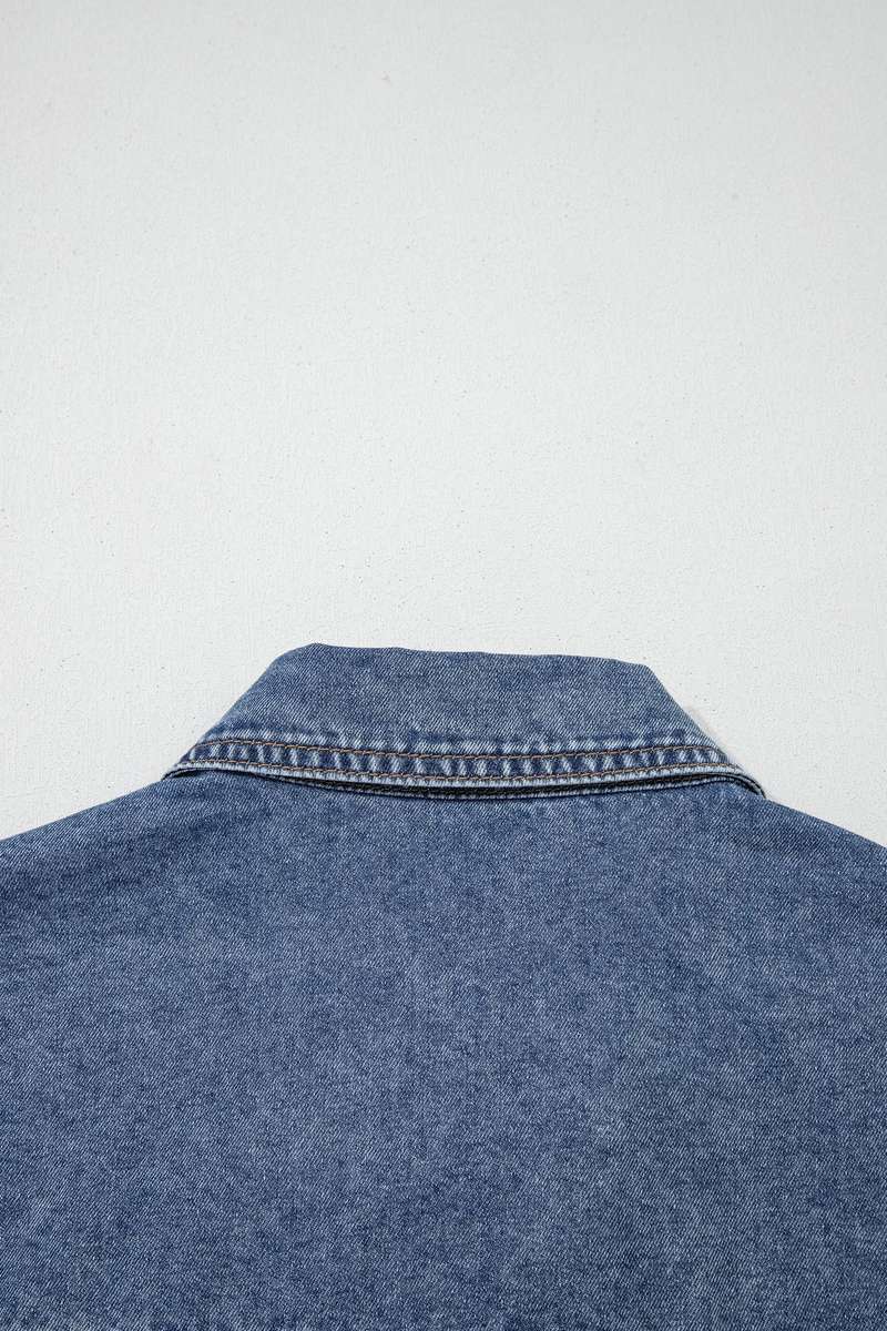Ashleigh Blue Button Flap Pocket Cuffed Short Sleeve Denim Shirt