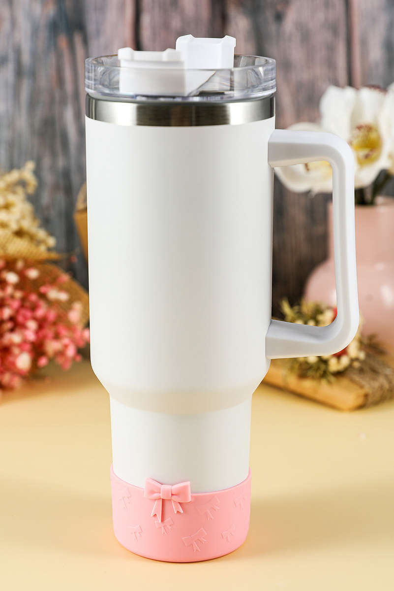 Pink Bowknot Decor Food Grade Silicone Cup Sleeve