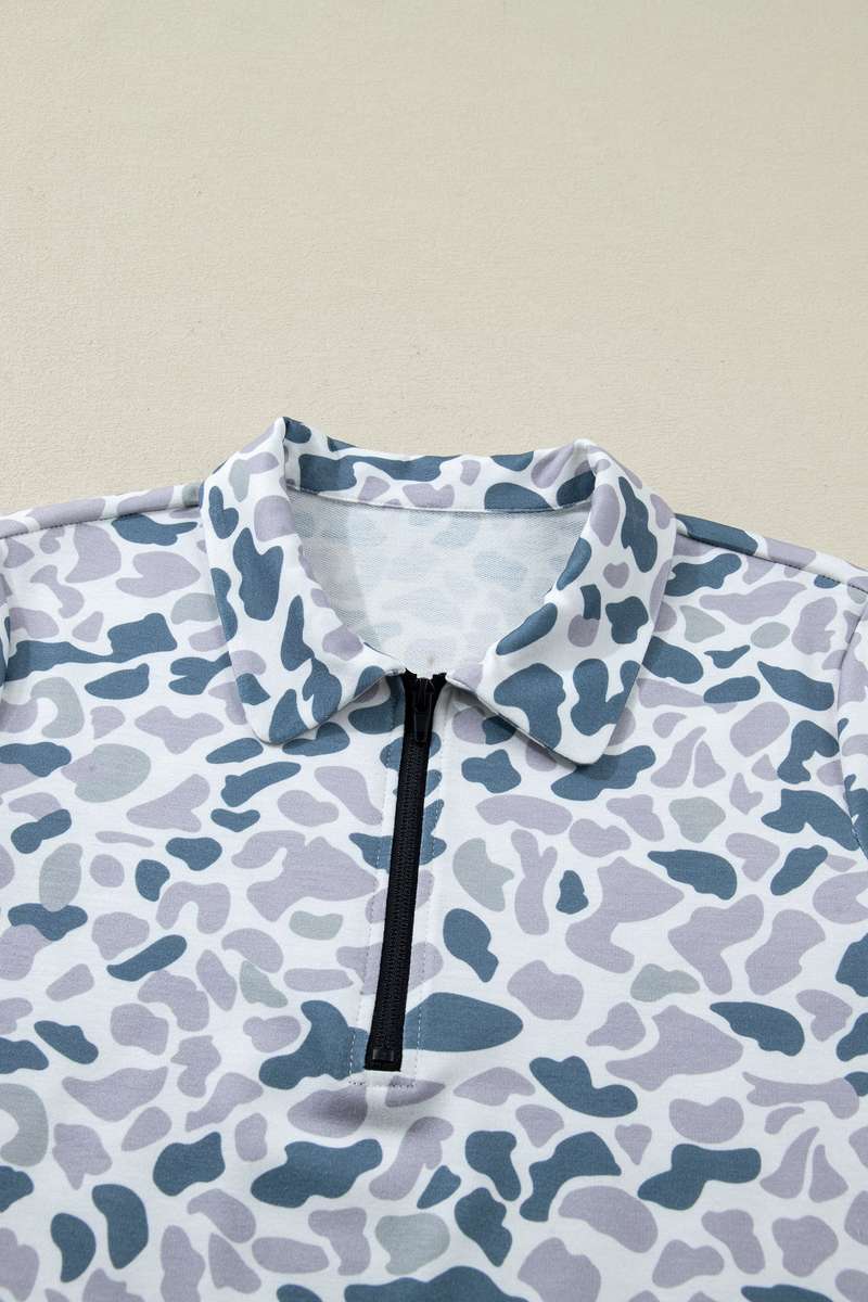 Multicolour Abstract Patterned Polo Collar T Shirt and Shorts Set