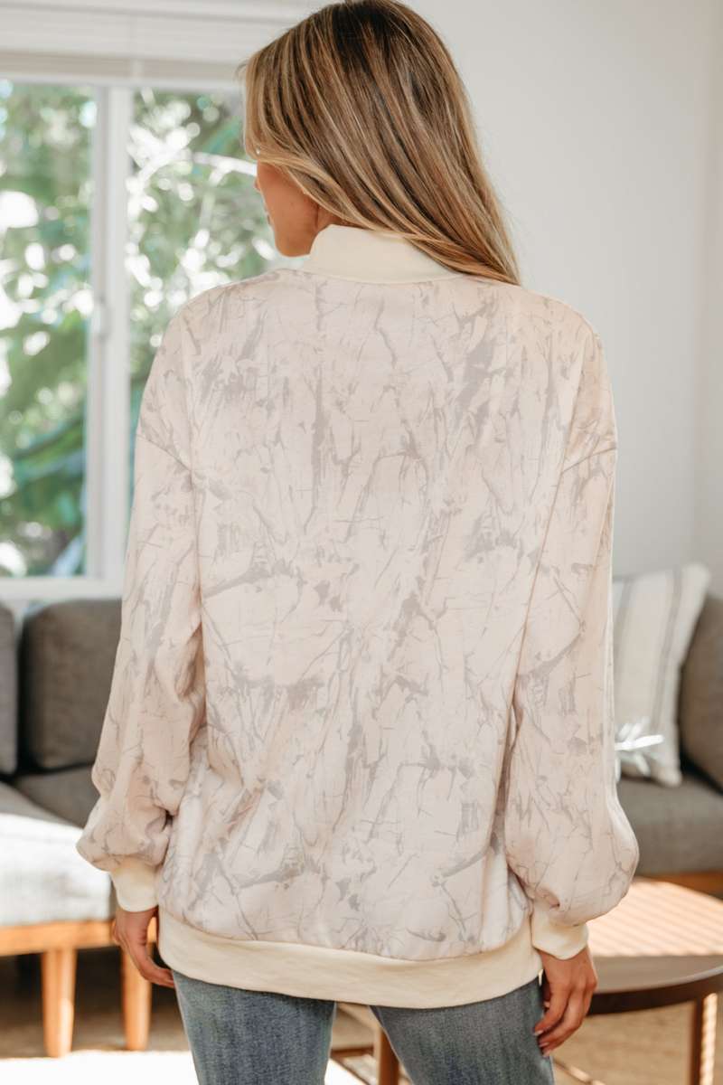 Khaki Camo Mock Neck Baggy Sweatshirt