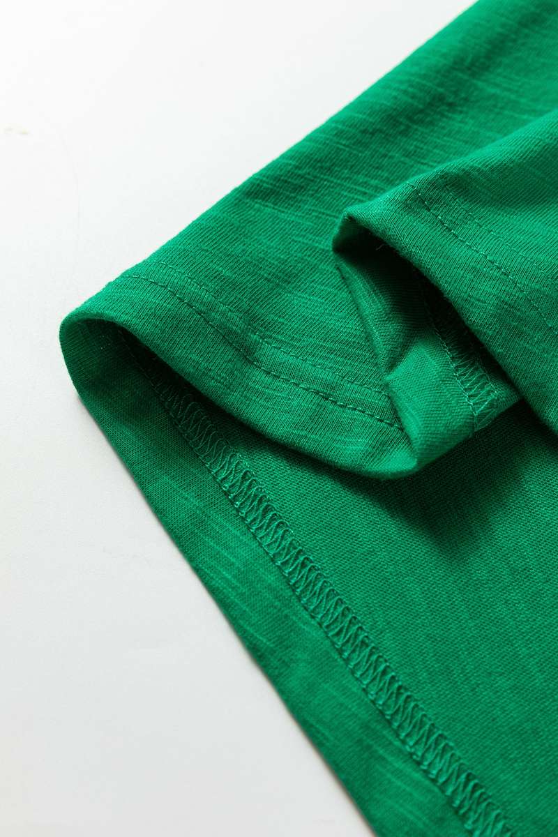 Mist Green Solid Color Button V Neck Long Sleeve Top