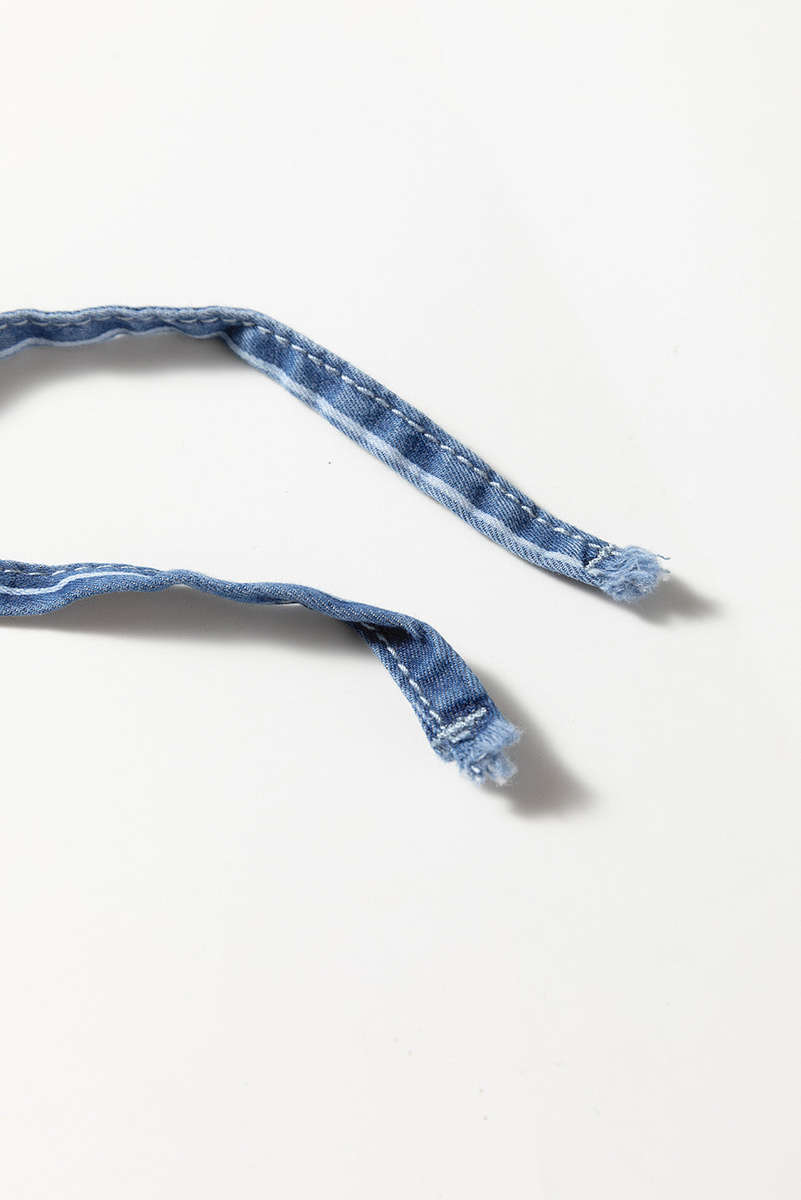 Blue Stripe Chambray Wide Leg Tied Elastic Waist Trousers