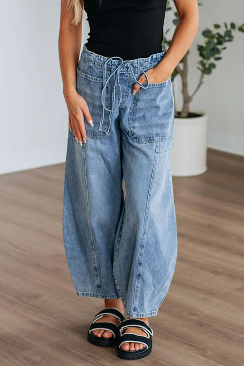 Myosotis Large Patch Pocket Drawstring Paperbag Waist Barrel Jeans