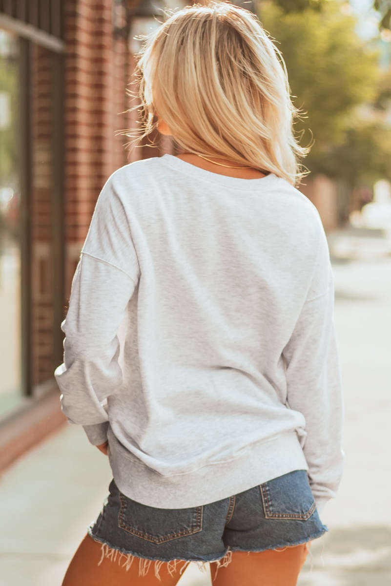 Black Vintage Washed GAME DAY Graphic Baggy Sweatshirt
