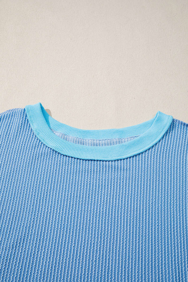 Myosotis Twisted Rib Uneven Hem Drop Shoulder Loose Knit Top