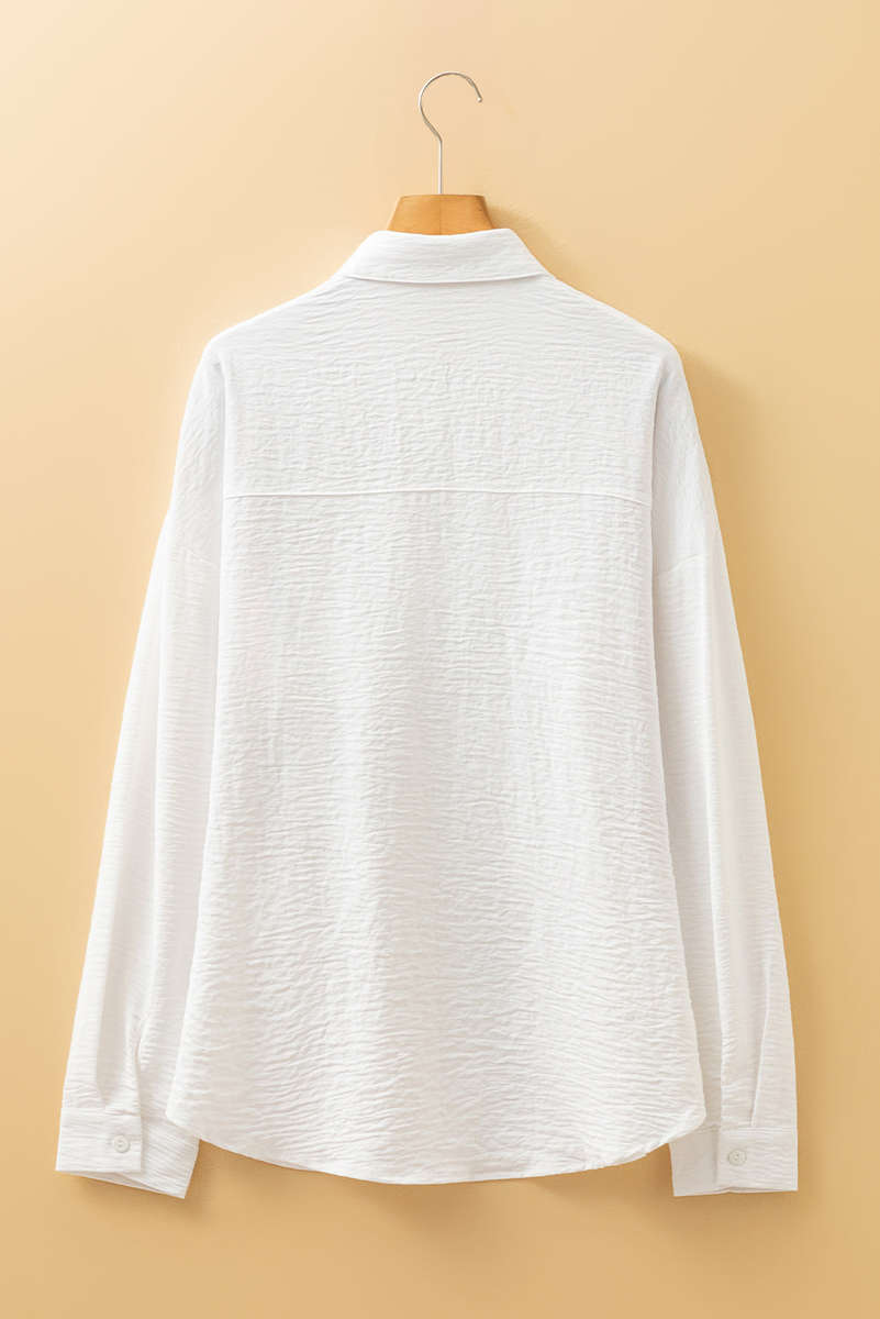 White Pure Color Patch Pocket Shirt
