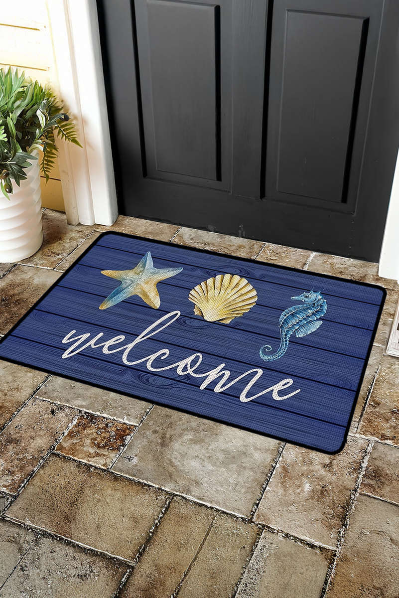 Bluing Welcome Beach Theme Pattern Non Slip Door Mat