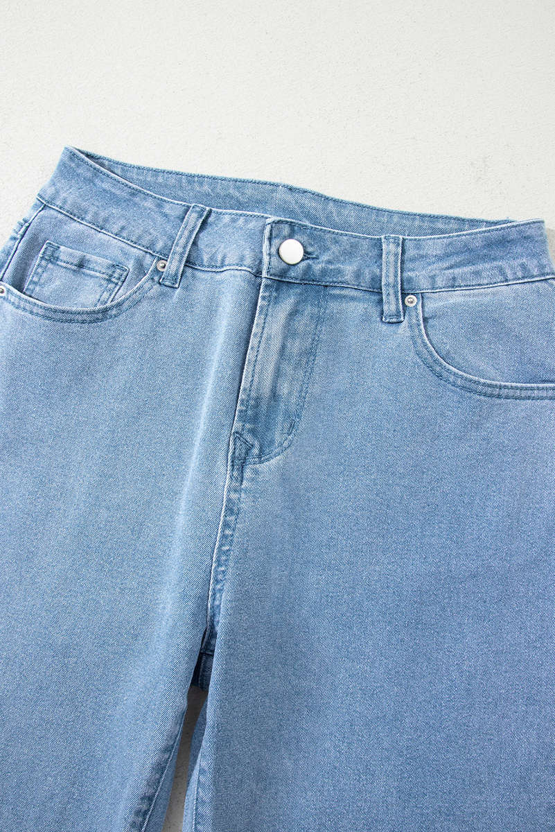 Myosotis Acid Washed High Rise Cropped Wide Leg Jeans