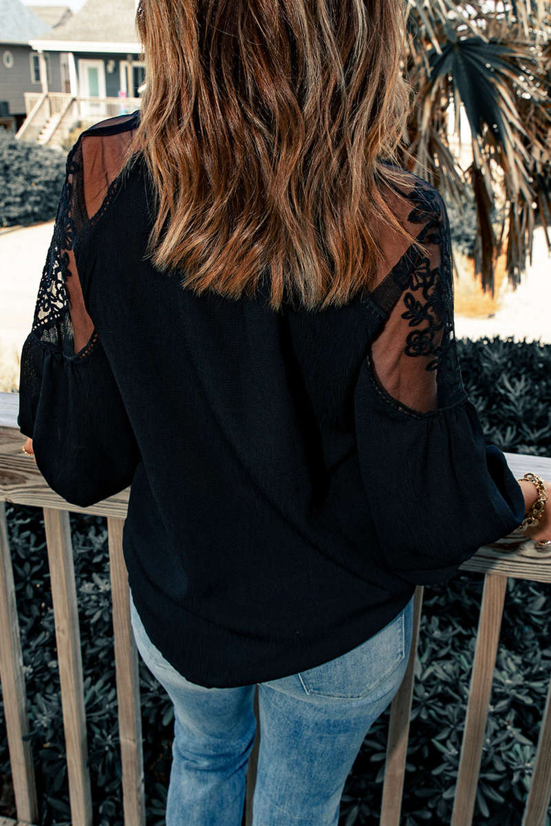 Black Formal Invitation Lace Blouse