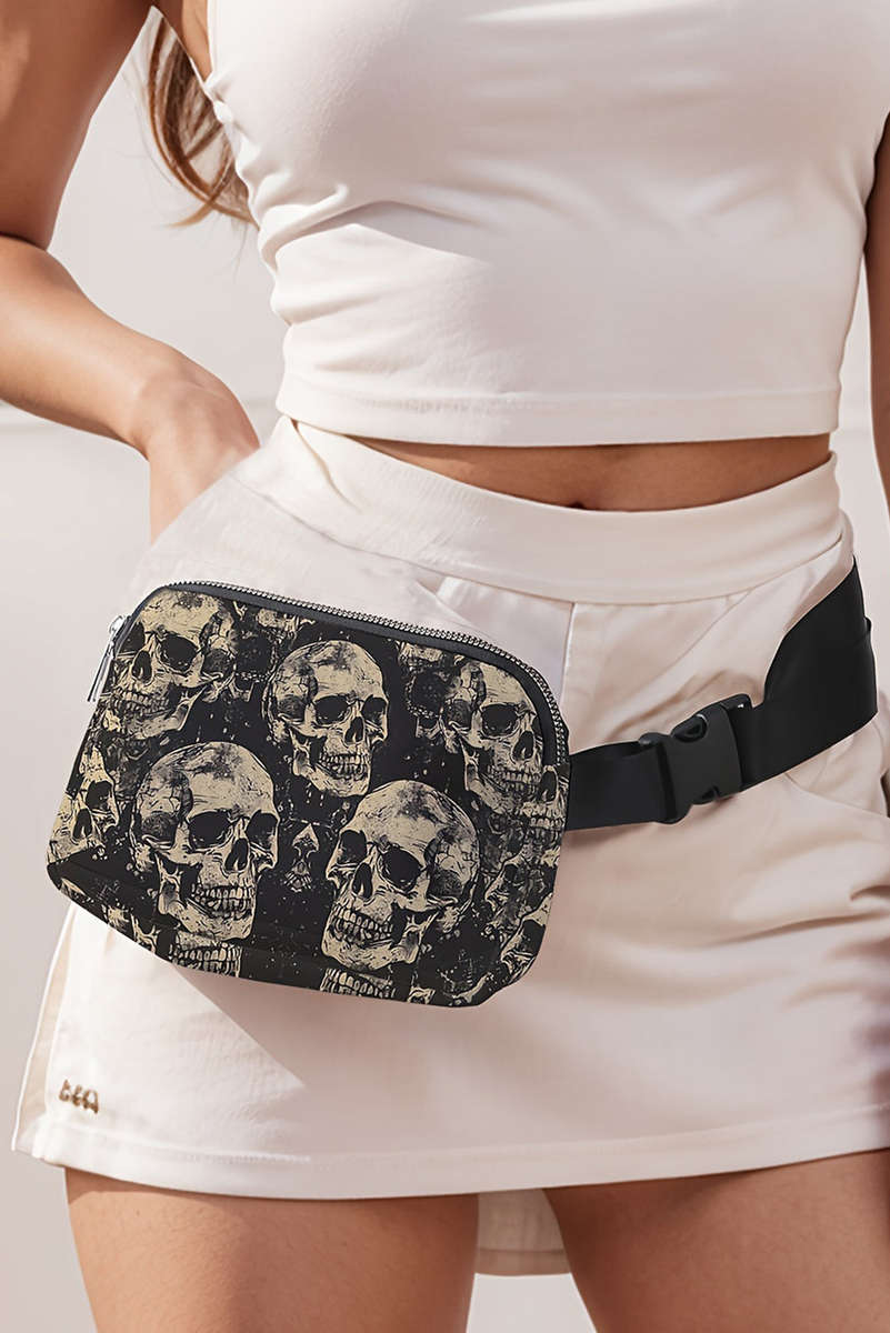 Black Grunge Skulls Mini Chest Bag Crossbody Bag