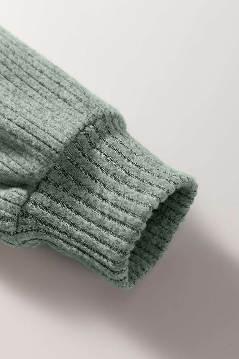 Clearly Aqua Ribbed Texture Drop Shoulder Henley Knit Top