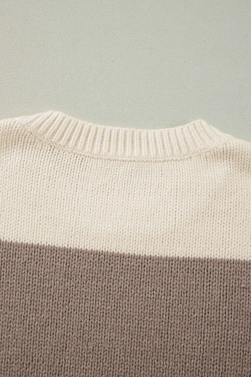 Simply Taupe Colorblock Loose Pullover Sweater