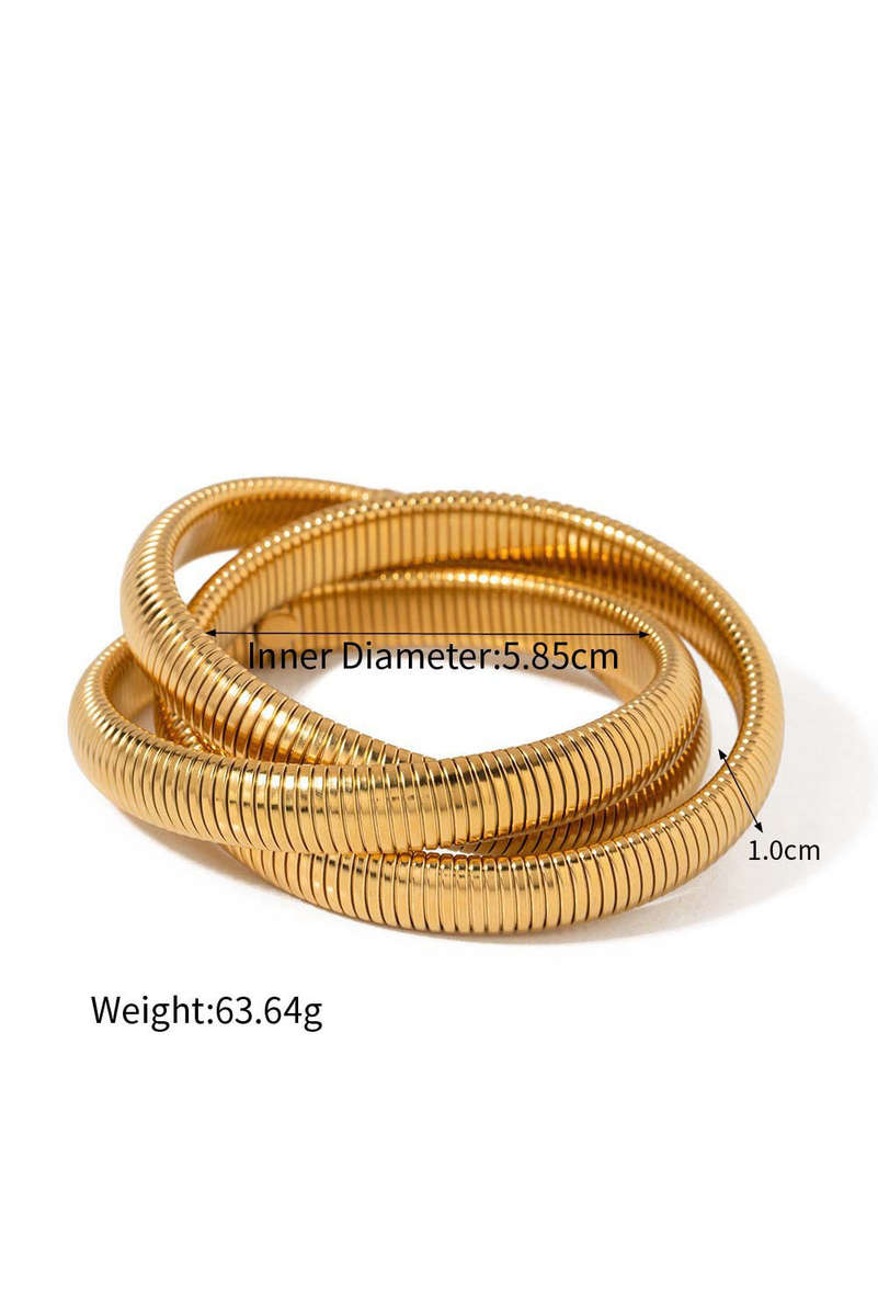 Gold 3 Layers Plated Chunky Alloy Bangle