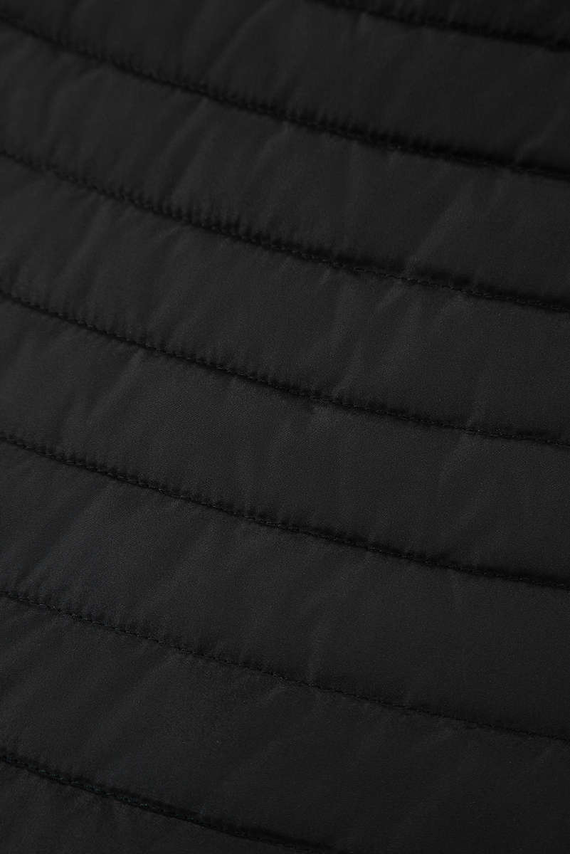 Black Solid Color Quilted Zip-up Puffer Jacket