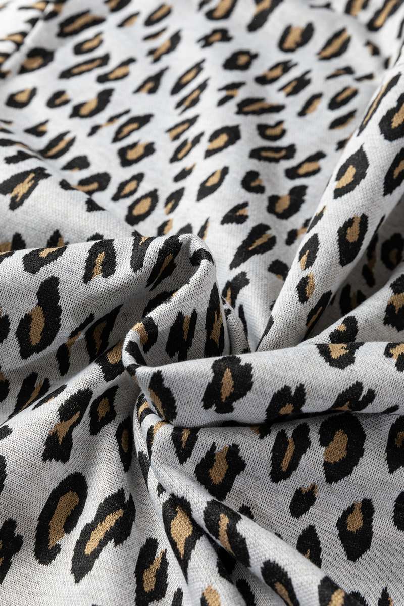 Beige Leopard Print Casual Tee and Pants 2pcs Outfit