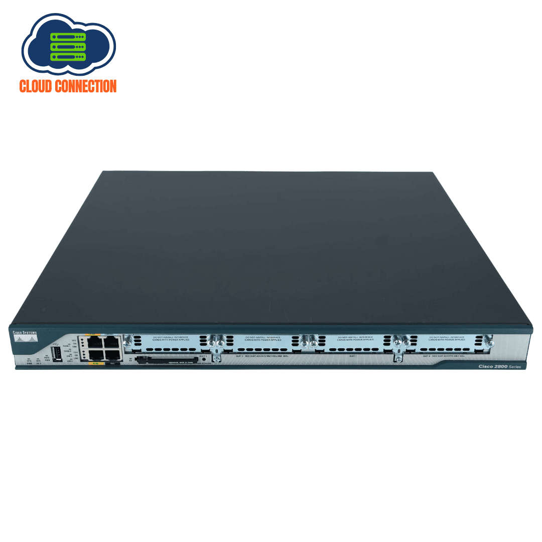 Cisco 2801 with AC power, 2FE, 4 Interface Card Slots, 2 PVDM slots, 2 AIMs Router - Used