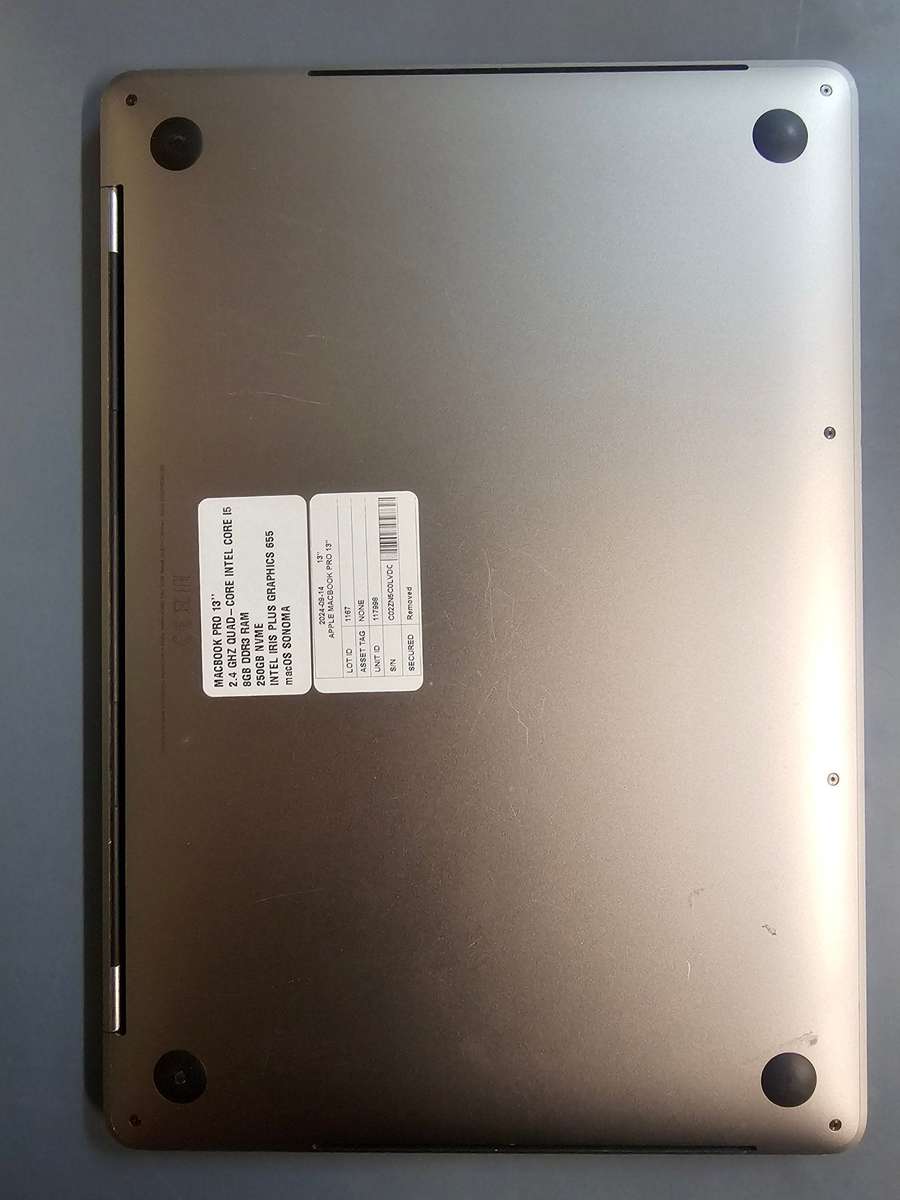 Apple 2019 A1989 13 Inch MacBook Pro Space Grey; Quad Core i5; 8GB PC3; 250GB SSD; MacOS Sonoma 1...