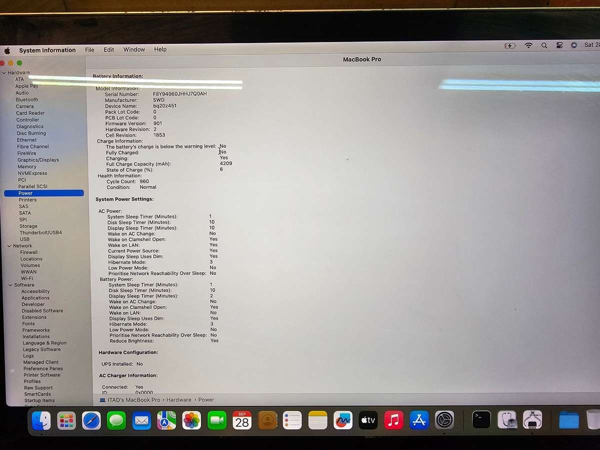 Apple 2019 A1989 13 Inch MacBook Pro Space Grey; Quad Core i5; 8GB PC3; 250GB SSD; MacOS Sonoma 1...