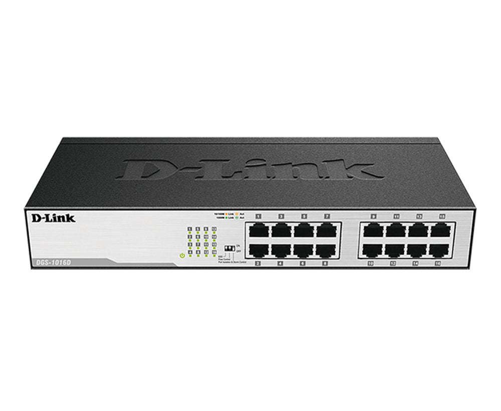 D-Link DGS-1016D 16-Port Gigabit Unmanaged Desktop Switch - Used