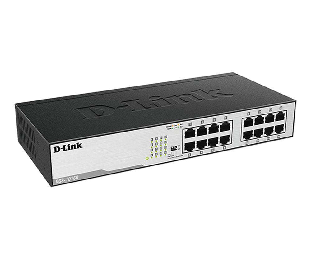 D-Link DGS-1016D 16-Port Gigabit Unmanaged Desktop Switch - Used