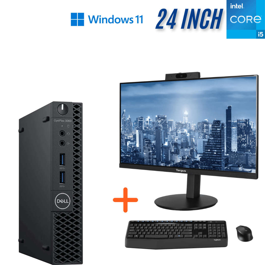 Dell Optiplex 3060 Micro Business Computer Set with 24 Inch + Wireless Keyboard and Mouse - I5 84...