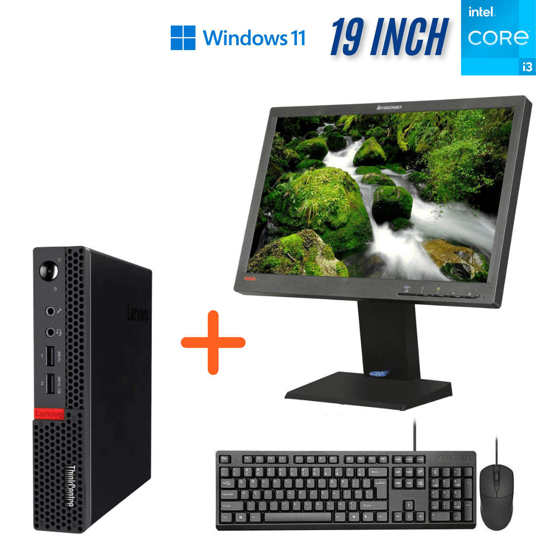 Lenovo ThinkCentre M700 Tiny Computer Set with 19 Inch  i3 6100T  16GB DDR4  256GB SSD ...