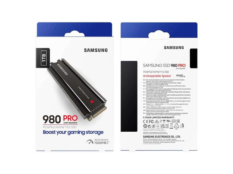 Samsung MZ-V8P1T0CW 980 Pro PCIe 4 NVME M.2 SSD W/Heatsink PlayStation 5 Compatible -
