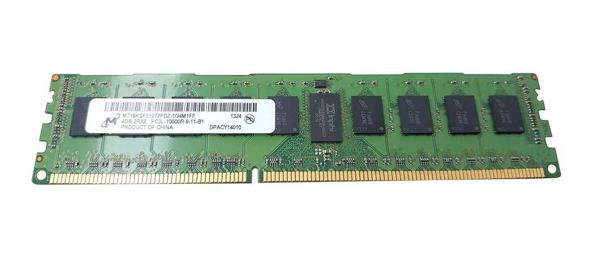 Micron 4GB 2RX8 PC3L-10600R-9-11-B1 DDR3L Reg-Ecc Server RAM Module - Refurb