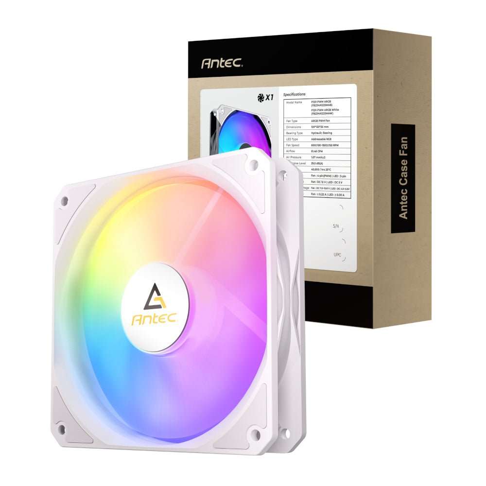Antec P12 PWM 120mm ARGB Reverse Case Fan - White -